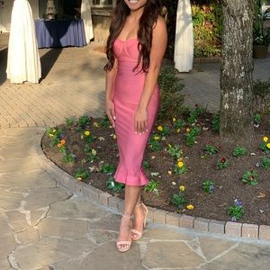 Bandage frill hem midi dress